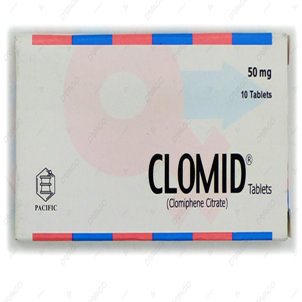 Pacific Pharma Clomid 50mg tablets box (Clomiphene Citrate) for female fertility and ovulation treatment.