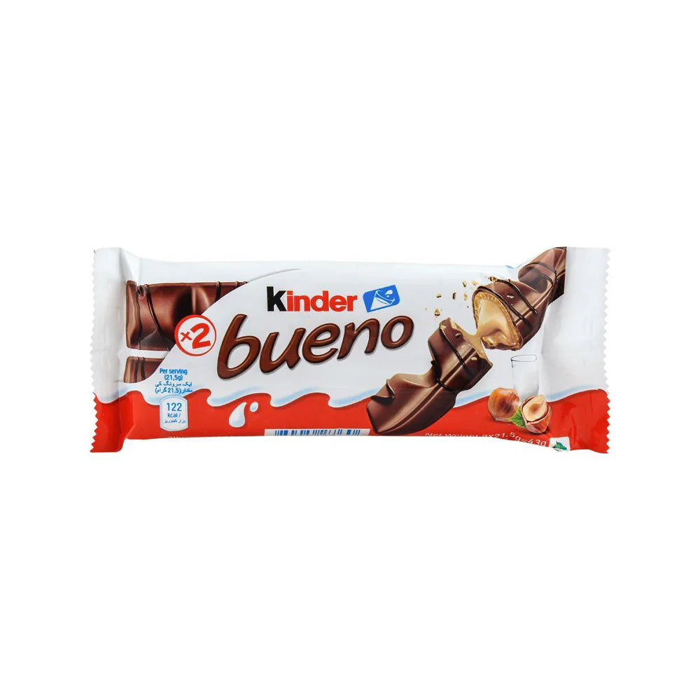 80052760.jpg Kinder Bueno Chocolate Bar, 43gKinder Bueno Chocolate Bar, 43g - Image 1