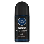 Nivea Men Deep Black Charcoal Dark Wood 48h Anti-Perspirant Deodorant Roll On, 50 gNivea Men Deep Black Charcoal Dark Wood 48h Anti-Perspirant Deodorant Roll On, 50 g