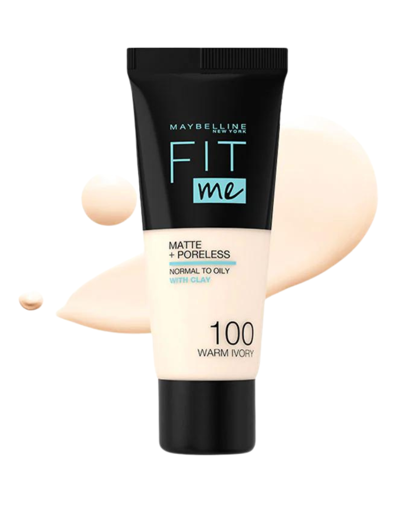 Untitleddesign_25_92fe4b17-d2e6-47ae-8874-9abe21e95294.png Maybelline Fit Me Liquid Foundation Matte & Poreless - 100 Warm IvoryMaybelline Fit Me Liquid Foundation Matte & Poreless - 100 Warm Ivory - Image 1