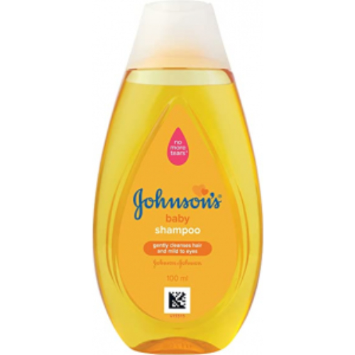 100ml bottle of Johnson’s Baby Shampoo with yellow liquid and the "no more tears" logo.