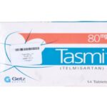 Tasmi 80mg Tablets pack of 14 containing Telmisartan by Getz Pharma for effective hypertension treatment.