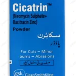 20g box of Cicatrin Antibiotic Powder for treating minor cuts, burns, and abrasions.