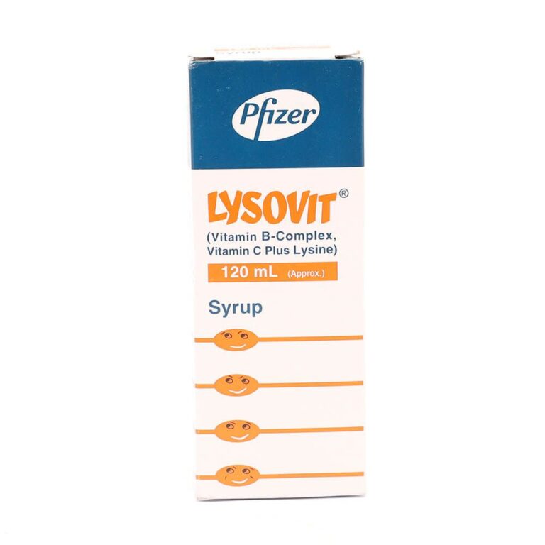 Pfizer Lysovit Syrup 120ml Bottle – Multivitamin with Vitamin B-Complex, C, and Lysine for Kids and Adults.