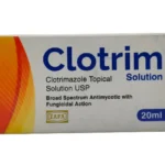 Clotrim 20ml Topical Solution (Clotrimazole USP) box by ZAFA for broad-spectrum antifungal and fungicidal treatment.