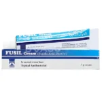 FUSIL Cream 5g tube and packaging containing Fusidic Acid 2% topical antibacterial medication by Tabros Pharma.