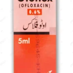 Otoflox Ear Drops 5ml bottle packaging showing 0.6% Ofloxacin for bacterial ear infection treatment.
