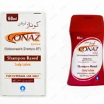 60ml bottle of CONAZ Lotion Ketoconazole shampoo for scalp health and dandruff relief.