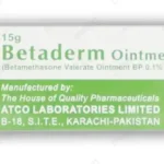 15g tube of Betaderm Ointment 0.1% containing Betamethasone Valerate for skin inflammation.
