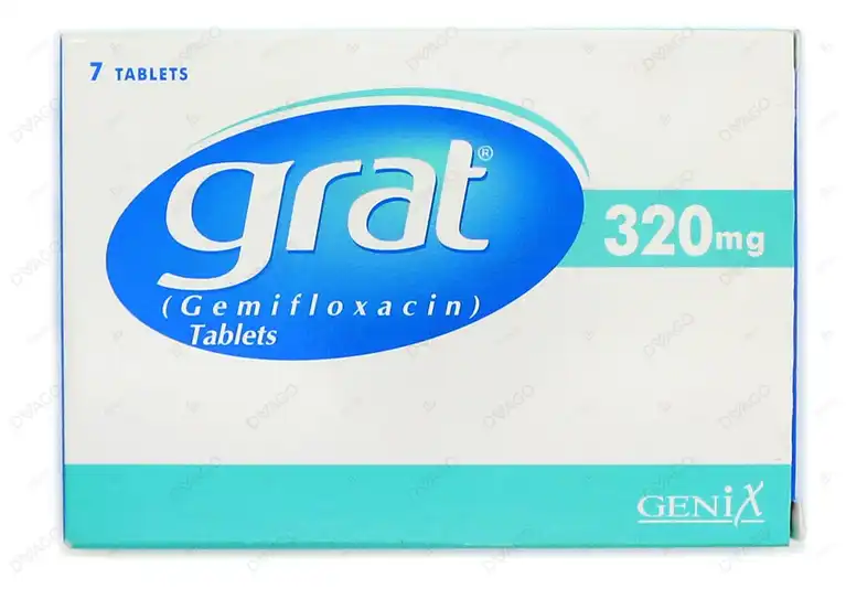 Grat 320mg Gemifloxacin Tablets pack by Genix Pharma