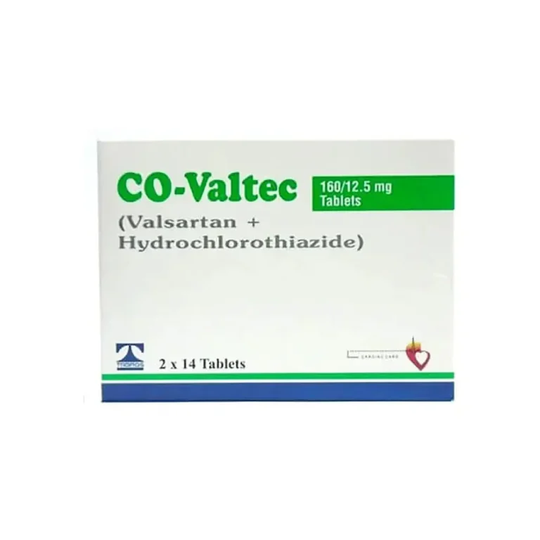 CO-Valtec 160/12.5mg Tablets box containing Valsartan and Hydrochlorothiazide by Tabros Pharma.