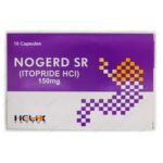 Box of Nogerd SR 150mg Itopride HCl sustained-release capsules for digestion and GERD relief by Helix Pharma.