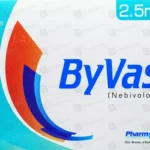 ByVas 2.5mg Nebivolol tablets packaging box, 14 tablets pack by PharmEvo.