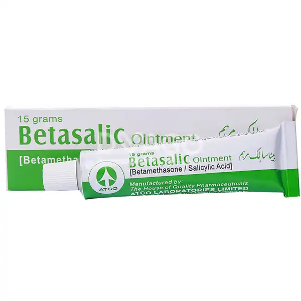 24370 15g tube and box of Betasalic Ointment containing Betamethasone and Salicylic Acid for psoriasis