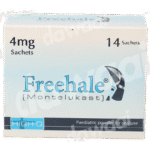 Freehale 4mg Sachets box by HIGH-Q containing 14 paediatric powder packets of Montelukast for oral use.