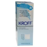 Kroff 120ml Ivy Leaf Extract Natural Cough Relief Syrup bottle packaging showing benefits: cough relieving, mucus removal, and improved breathing.