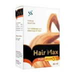 Hair Max PLUS 5% Minoxidil Topical Solution 60ml box for hair regrowth and thinning treatment.