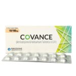 Box of Covance 10/160mg tablets by Ferozsons Laboratories for high blood pressure treatment.