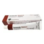 Packaging and tube of Dermovate Ointment 20g containing Clobetasol Propionate by GlaxoSmithKline (GSK).