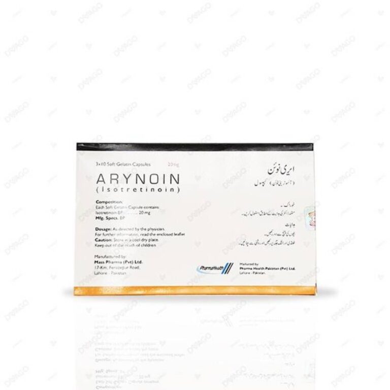 Arynoin 20mg Soft Gelatin Capsules (Isotretinoin) 30s Pack for Acne Treatment.