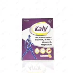 Kalv Sachet orange flavor box of 14 dietary supplements for bone strength featuring Red Algae Calcium and Vitamin K2.
