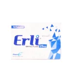 Box of Erli 25mg Tablets containing fourteen tablets of Empagliflozin by PharmEvo.