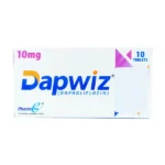 Front packaging of Dapwiz 10mg Tablets containing Dapagliflozin by PharmEvo, pack of 10 tablets