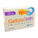 Getzid MR 60mg Gliclazide 30 tablets pack for Type 2 diabetes blood sugar management.