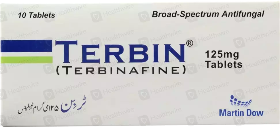 96757 Terbin 125mg Terbinafine broad-spectrum antifungal tablets packaging box by Seattle.