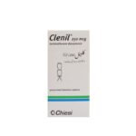 Front view of Clenil 250 mcg beclomethasone dipropionate pressurized inhalation solution packaging by Chiesi.