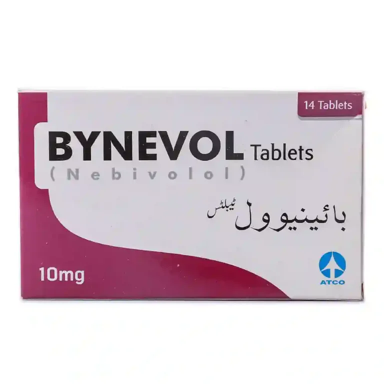 Packaging of Bynevol 10mg Tablets containing Nebivolol for hypertension treatment.