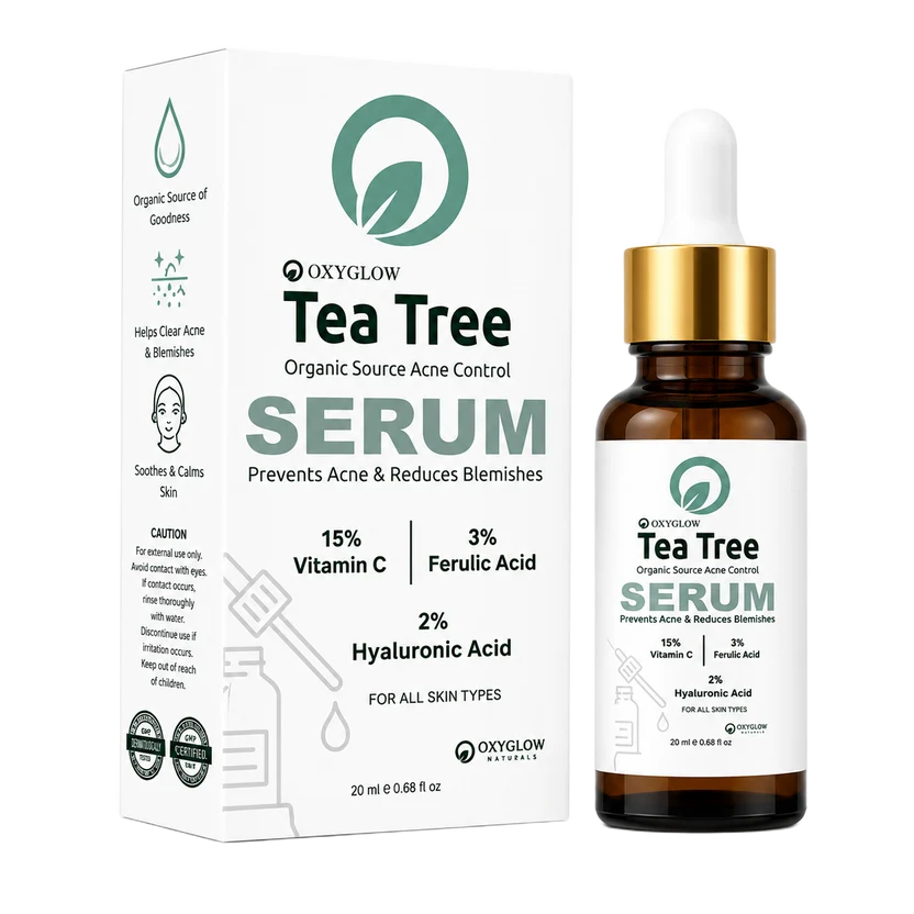 Tea_Tree_Serum_2 Achieve clearer skin with Oxyglow Tea Tree Acne Control Serum. This organic formula treats breakouts and hydrates skin for a radiant, blemish-free glow.